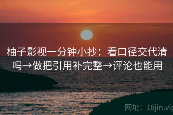 柚子影视一分钟小抄：看口径交代清吗→做把引用补完整→评论也能用
