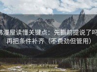 韩漫屋读懂关键点：先抓前提说了吗，再把条件补齐（不费劲但管用）